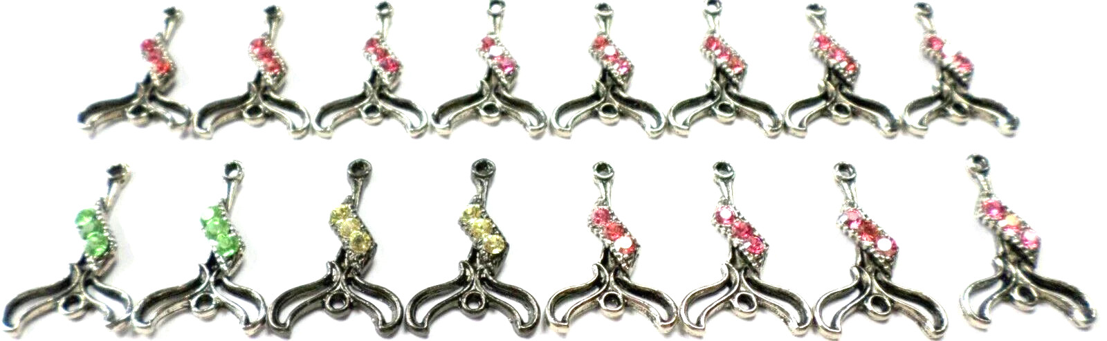 16 Made with Swarovski Padparadscha++ WishBone Pendant Earring Charms 26x16mm
