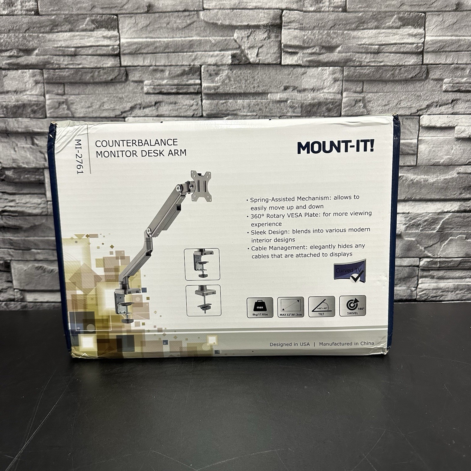 Mount-It! MI-2761 Single Monitor Desk Mount Arm Max 32" Swivel Tilt Up to 17.6lb