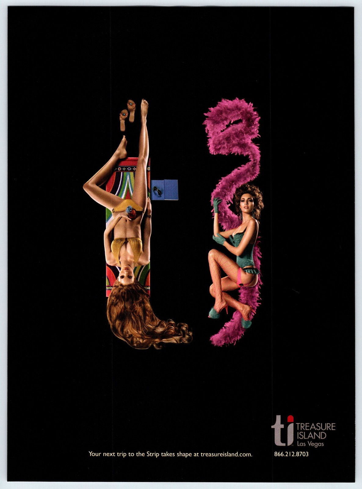 2008 YOUNG WOMEN TREASURE ISLAND LAS VEGAS Vtg 8"X11" Magazine Ad 2000's BAS24
