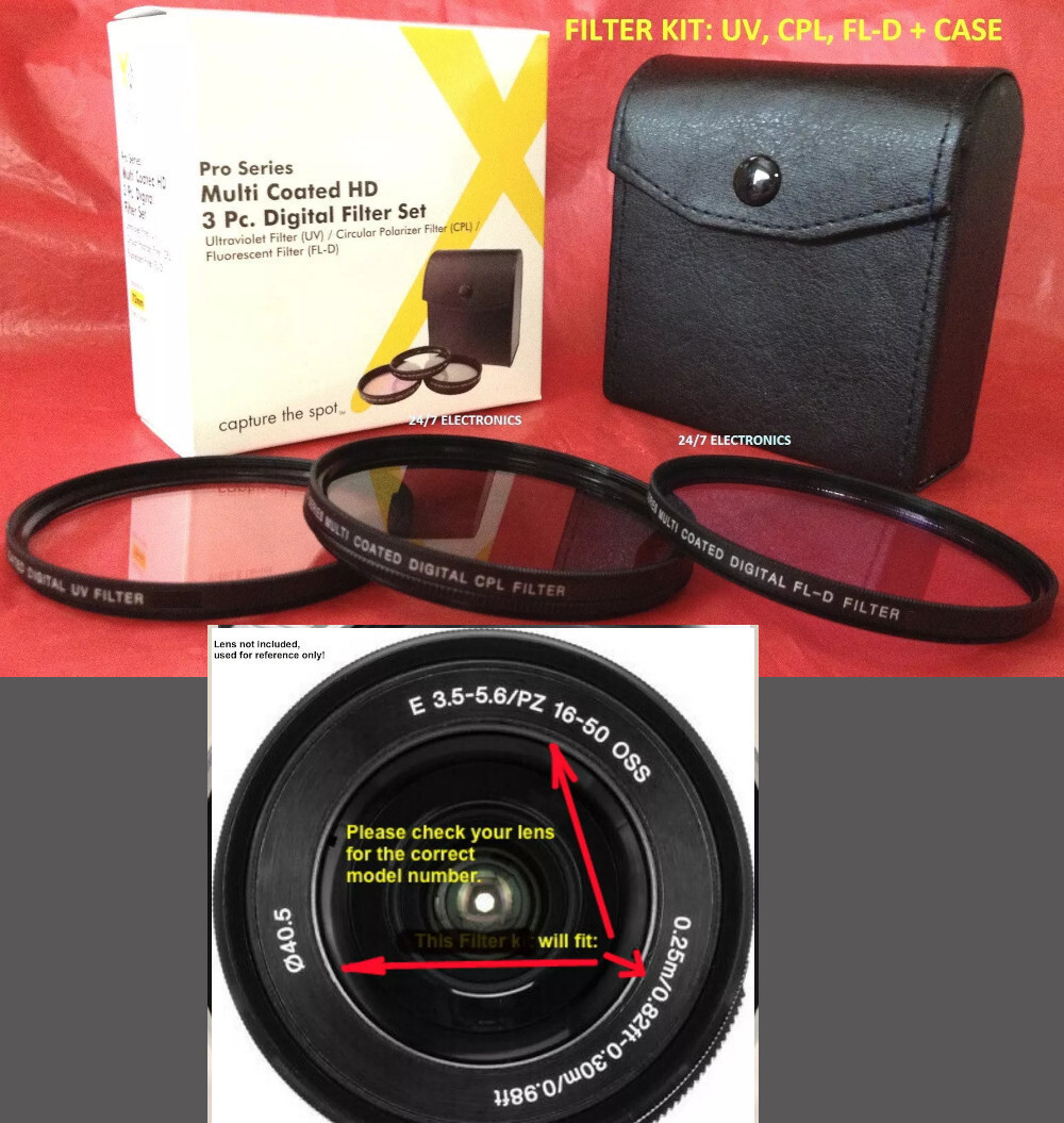 FILTER KIT 40.5mm CPL FL UV NEX-3N 3NL 5T 5N 5 3 C3 A5100 A6300 A6500 /16-50mm