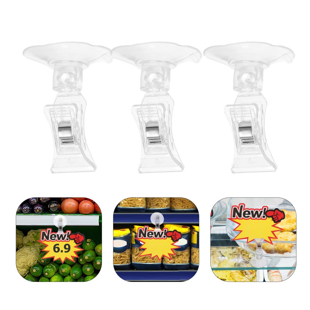 25Pcs Clear Plastic Display Sign Clips with Multi Purpose Suction Cup for Retail