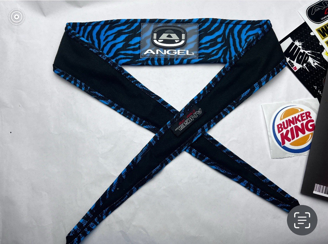 Angel x Bunkerking Paintball Headband - BLUE TIGER  + Angel Sticker Sheet Lot