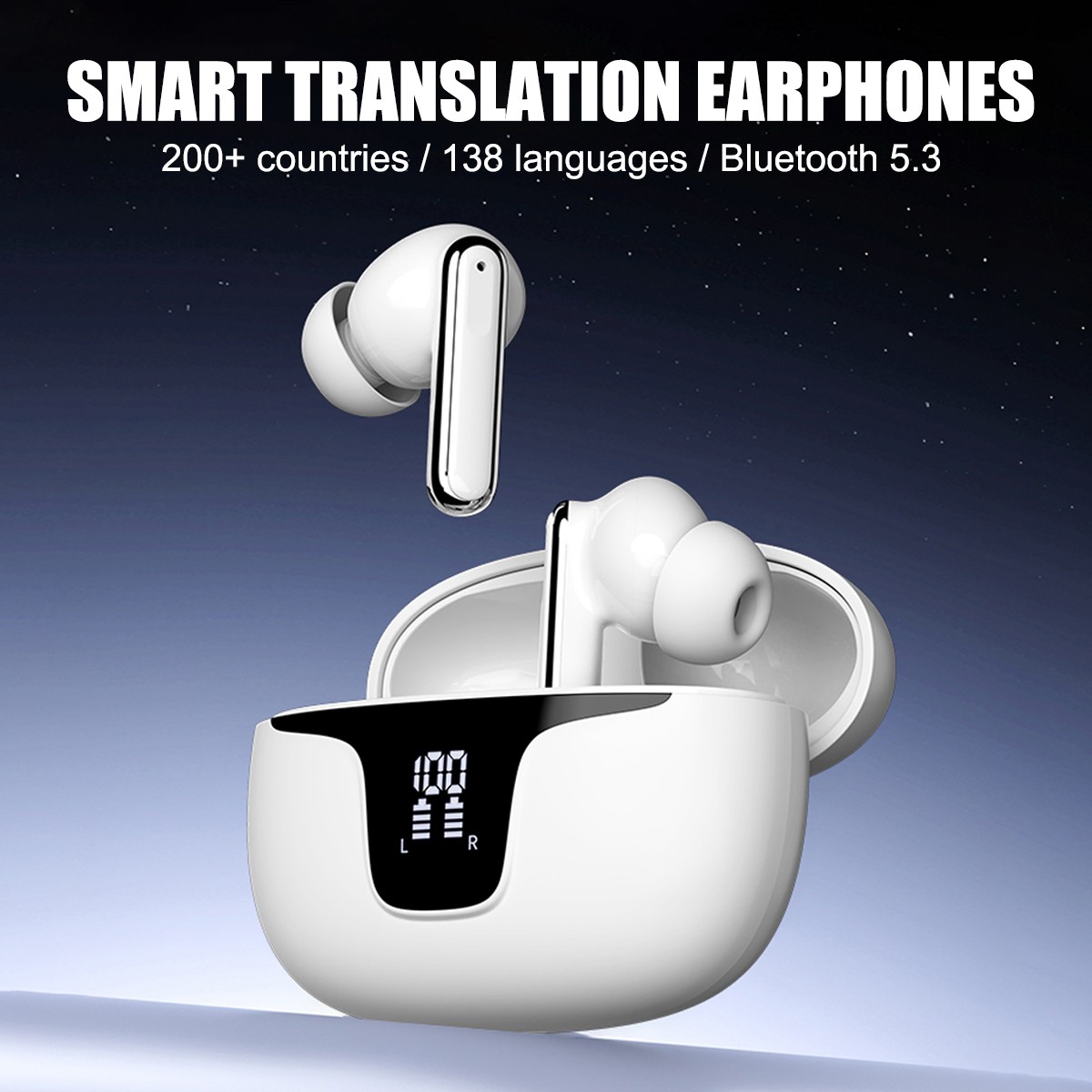 150 Language Translator Earbuds High Accuracy Wireless Bluetooth 5.3 Two Way ..