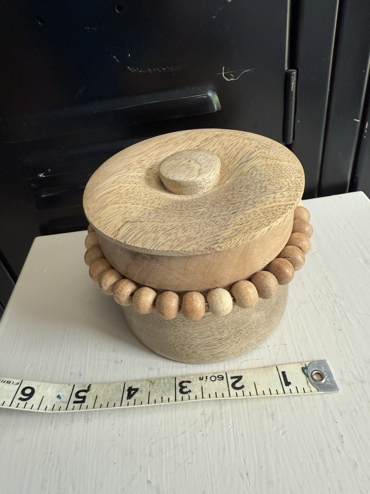 Trinket Box / Keepsake Box WOOD with bead Trim