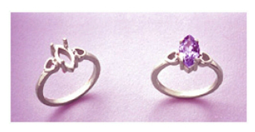 (6x3-10x5) Marquise Heart Design Sterling Silver Pre-Notched RIng Setting Size 7