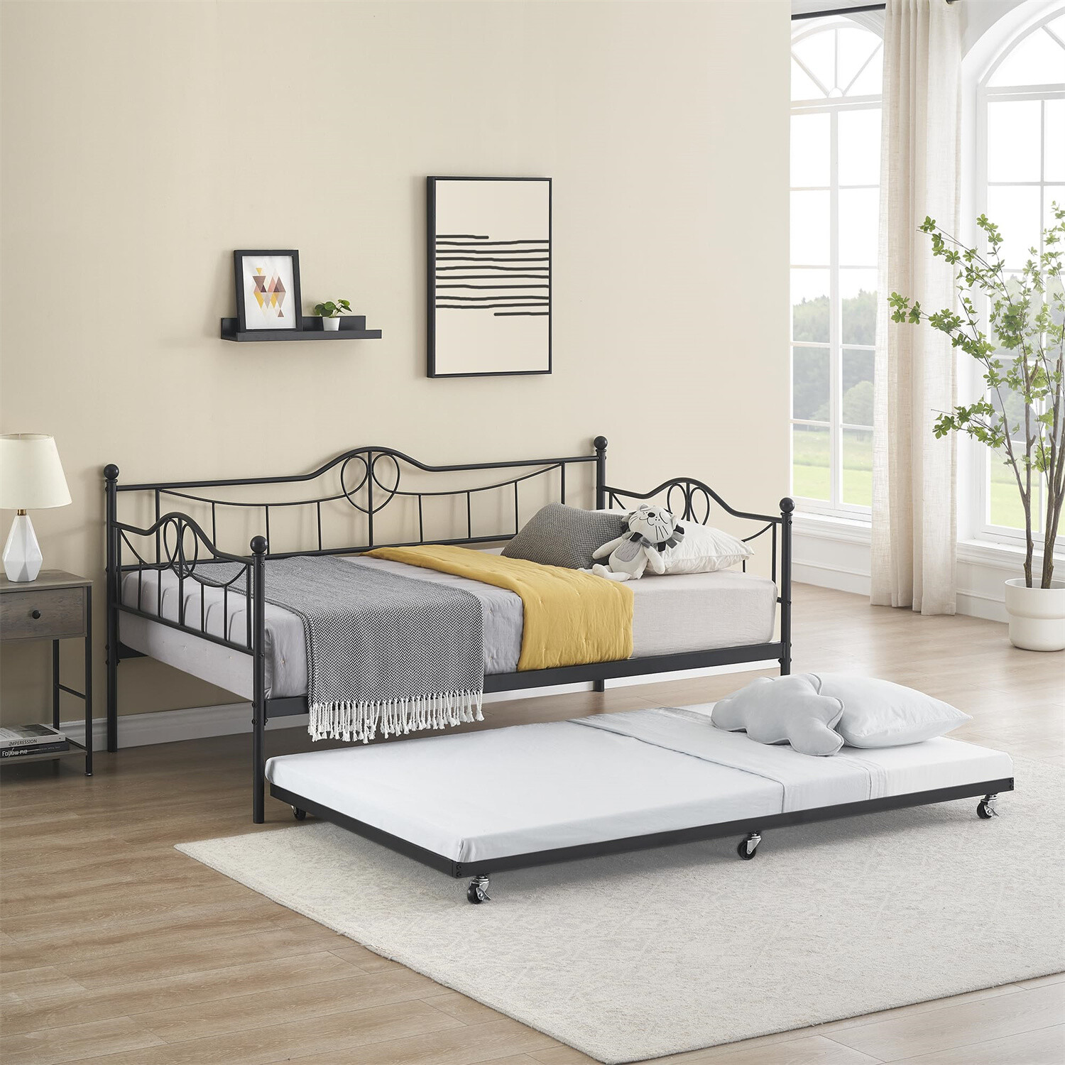 Sofa Bed Daybed and Trundle Twin Daybed with Pull Out Trundle Platform Bed Frame