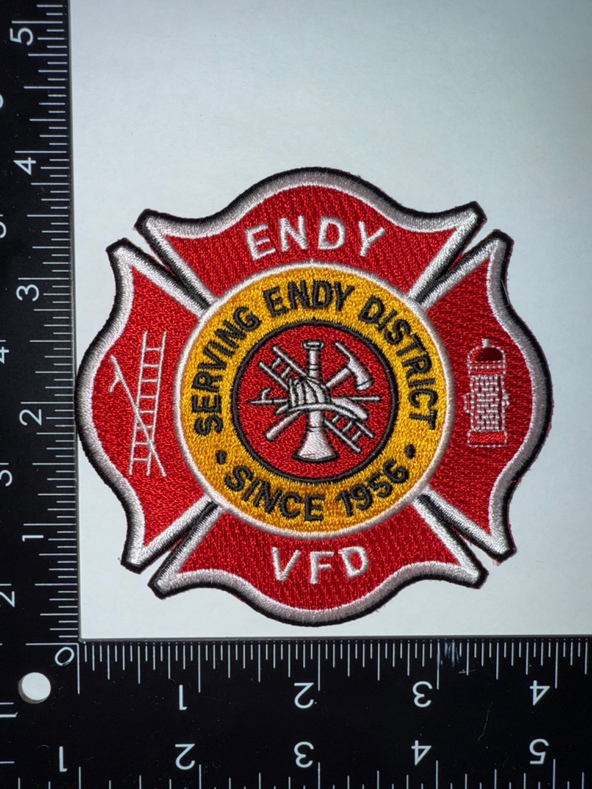 ENDY VFD Fire Department Shoulder Patch North Carolina NC Obsolete Embroidered
