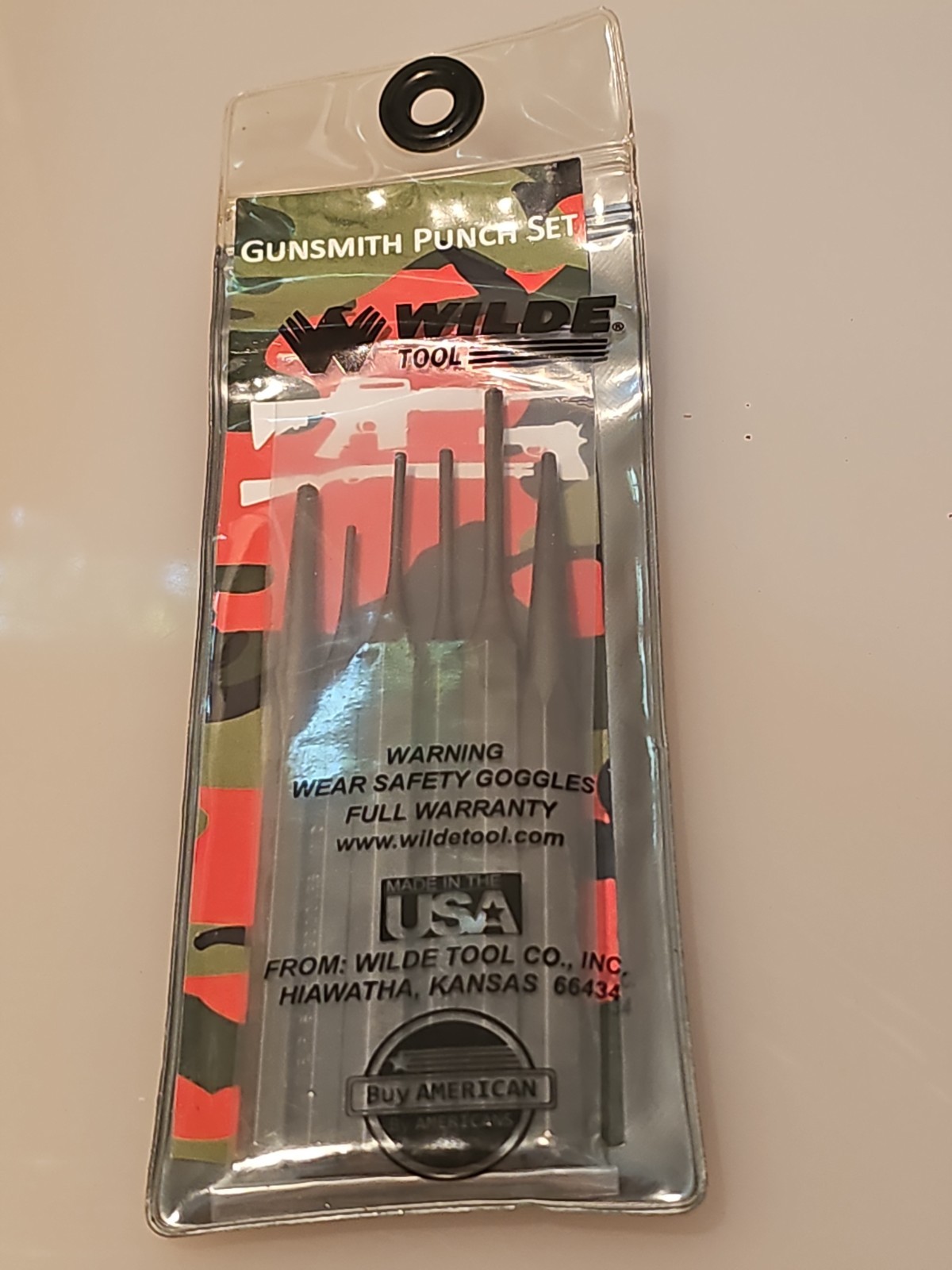 Wilde 6pc Gunsmith Punch Set MADE IN USA Pin Center Solid w Case Gun Smith