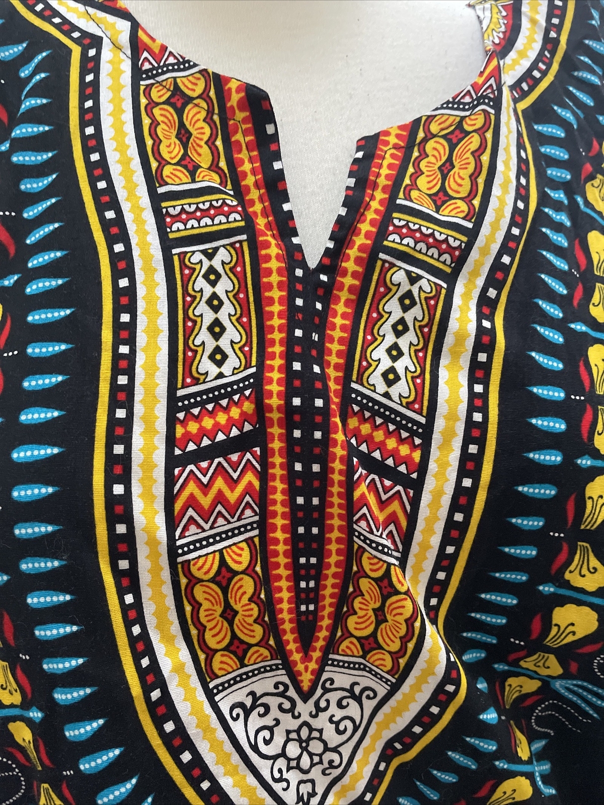 Mama & Papa African Style Dashiki Multi Color Short Sleeve Top Size Medium