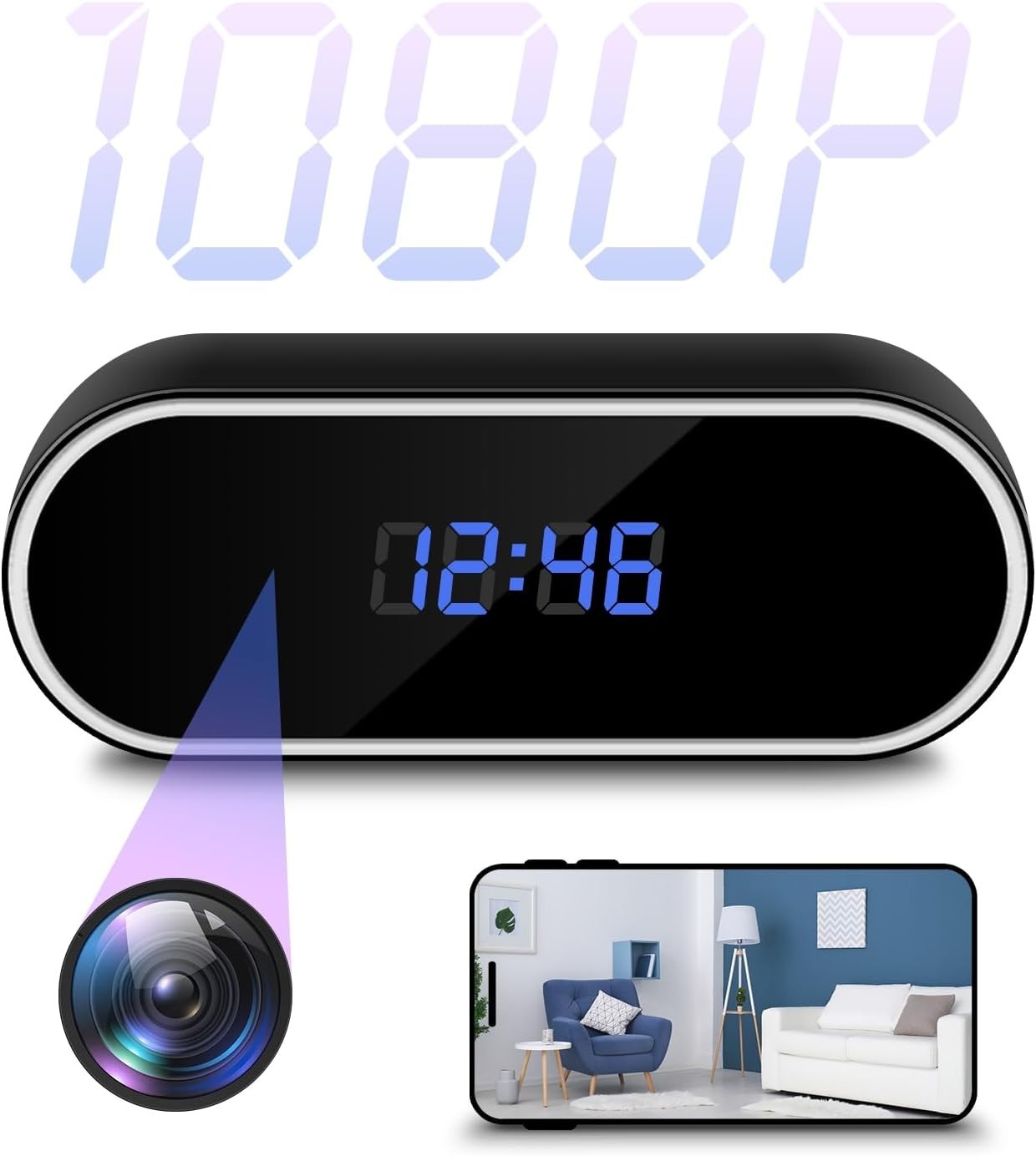 Camara Espia Oculta Reloj Despertador Seguridad 1080P Detector Movimiento NUEVO