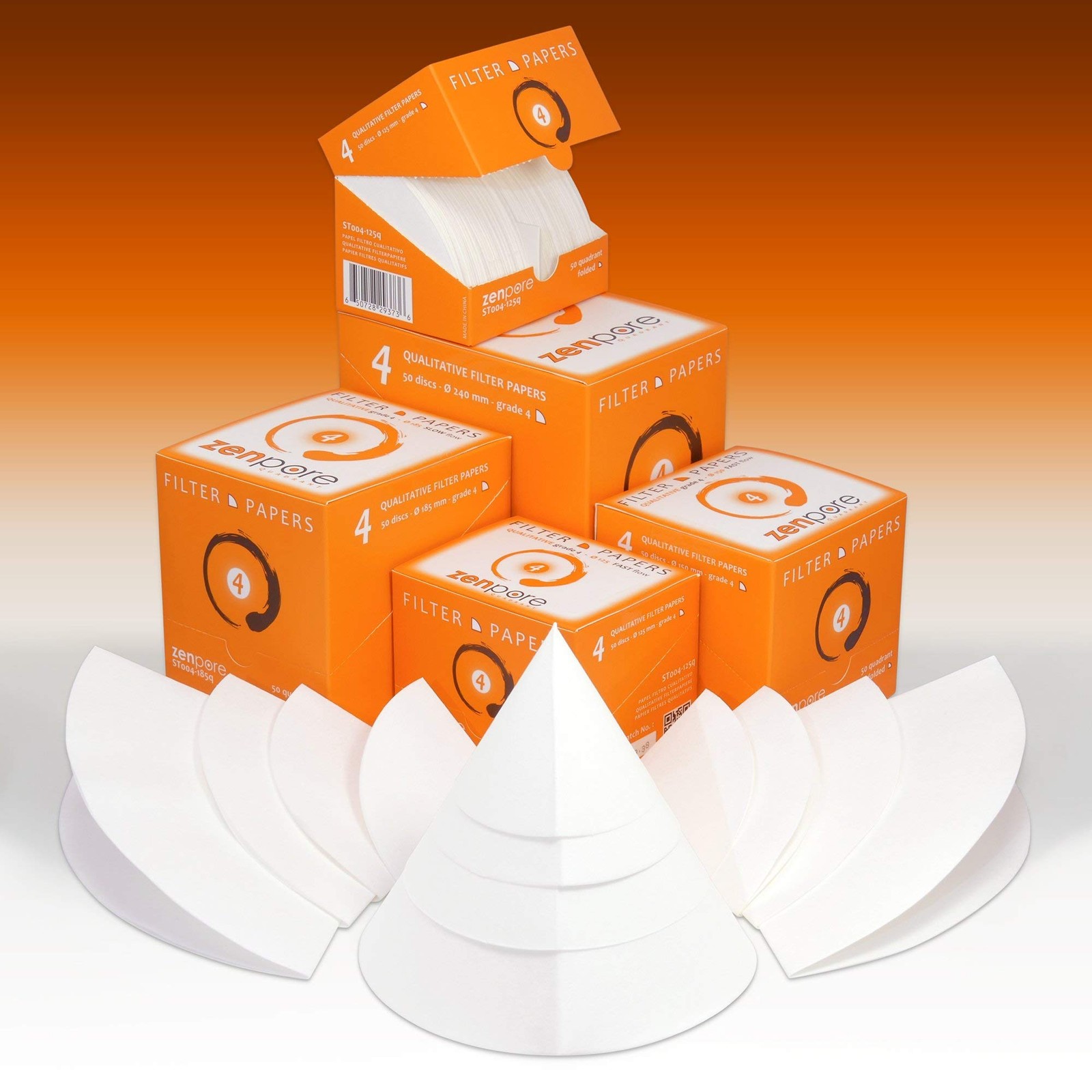50 PCS Qualitative Filter Paper 12.5 cm Quadrant Folded Grade 4 Fast Flow