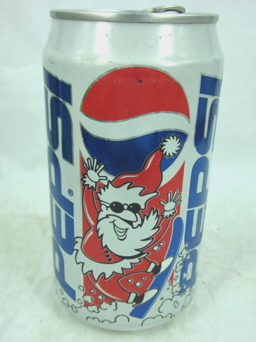 1994 PEPSI cola SANTA SNOWBOARDING ski snow HOLIDAY Christmas special can soda