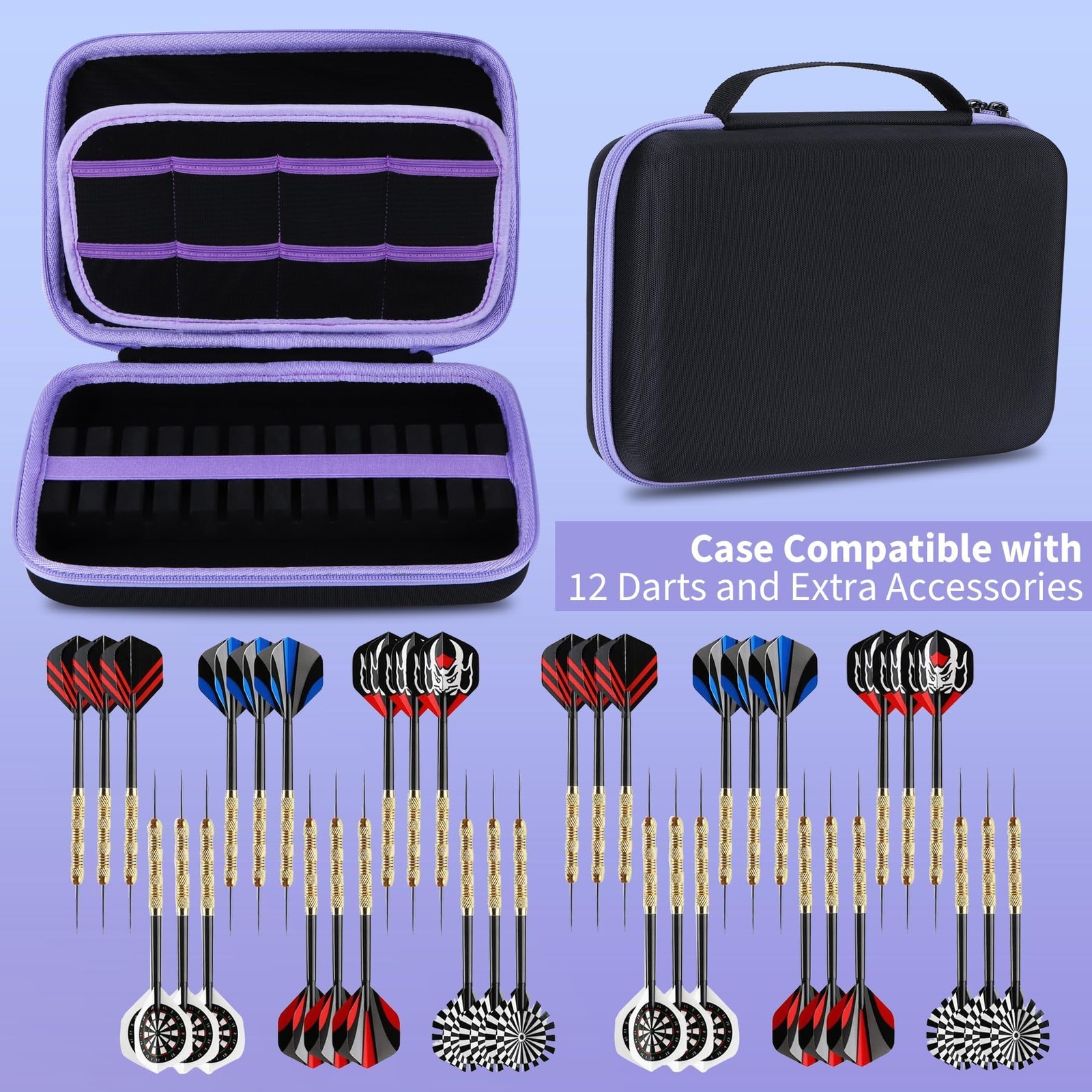 Case Compatible for 12 Darts, Holds Darts and Extra Accessories