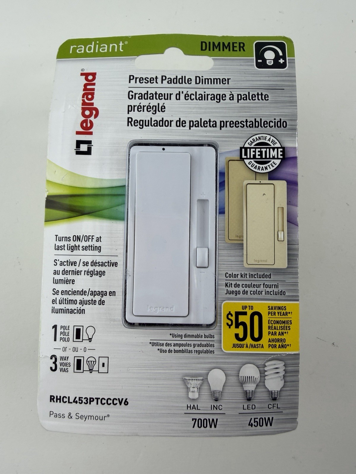 Legrand Radiant 450W Rocker Dimmer for LED/CFL/Halogen/Incandescent Bulbs, 3-Way
