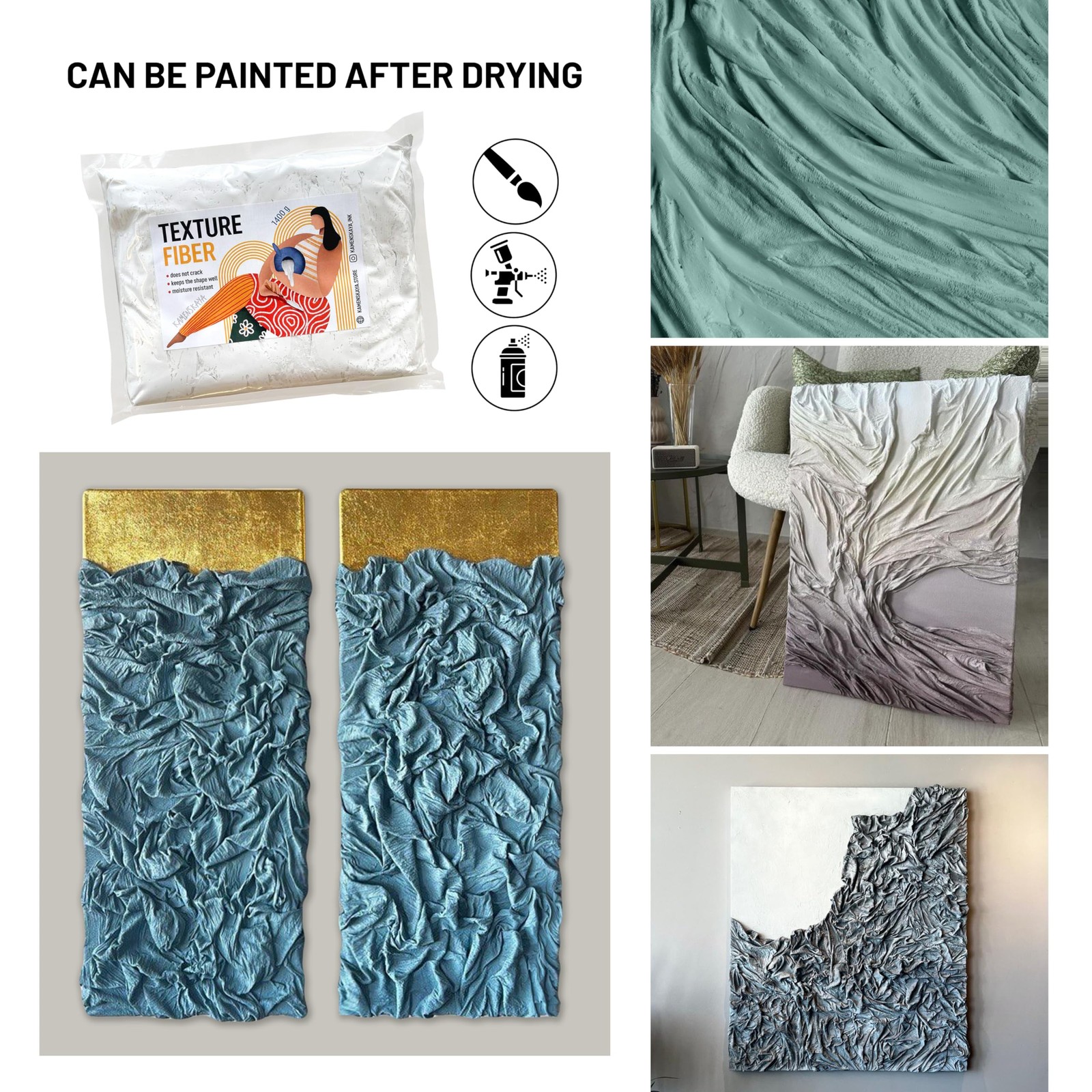 KAMENSKAYA Texture Fiber: Modeling Paste/Sculpting Paste 30 cm x 30 cm, White