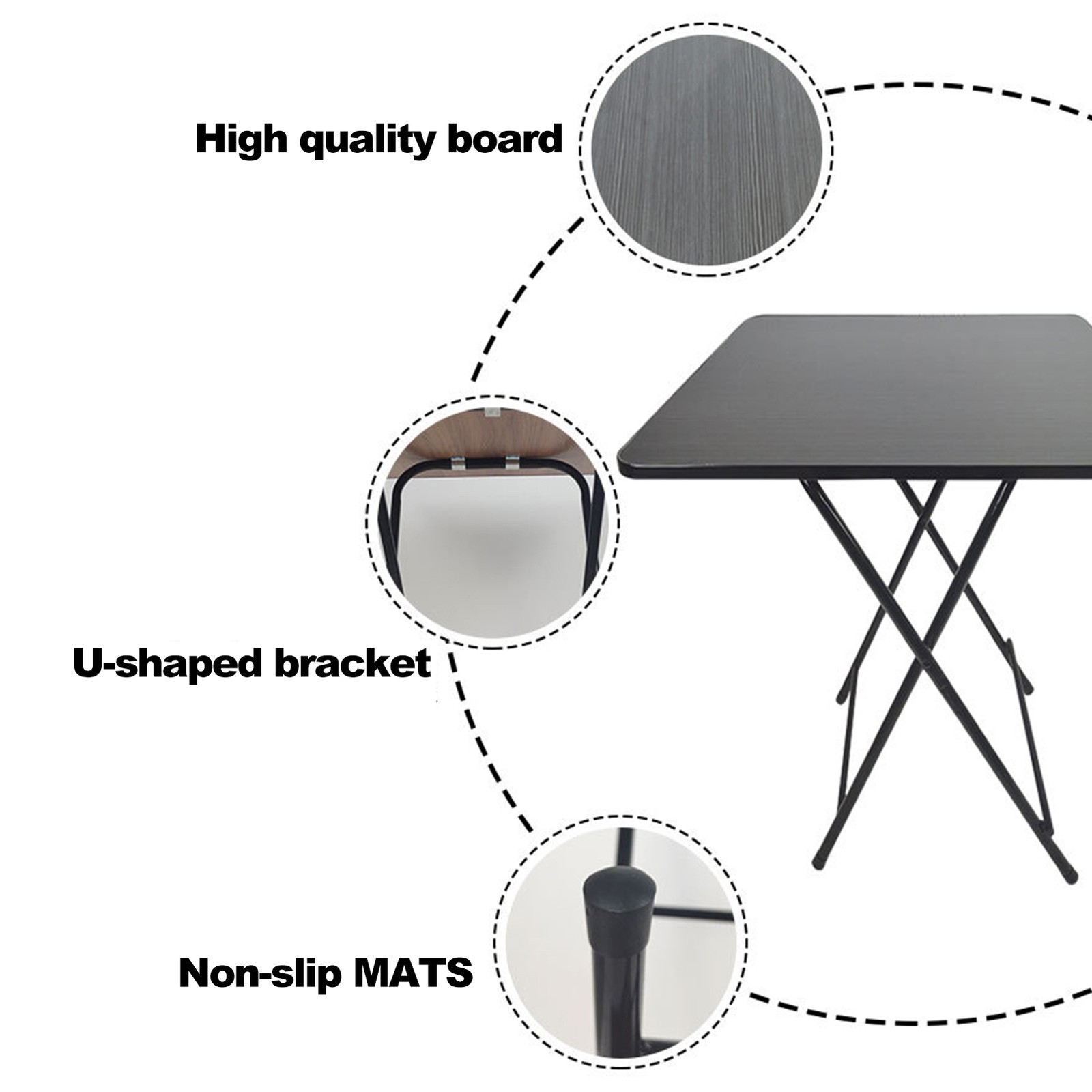 Indoor/Outdoor Folding Dining Table Square Seats 4 Office Study Computer Desk