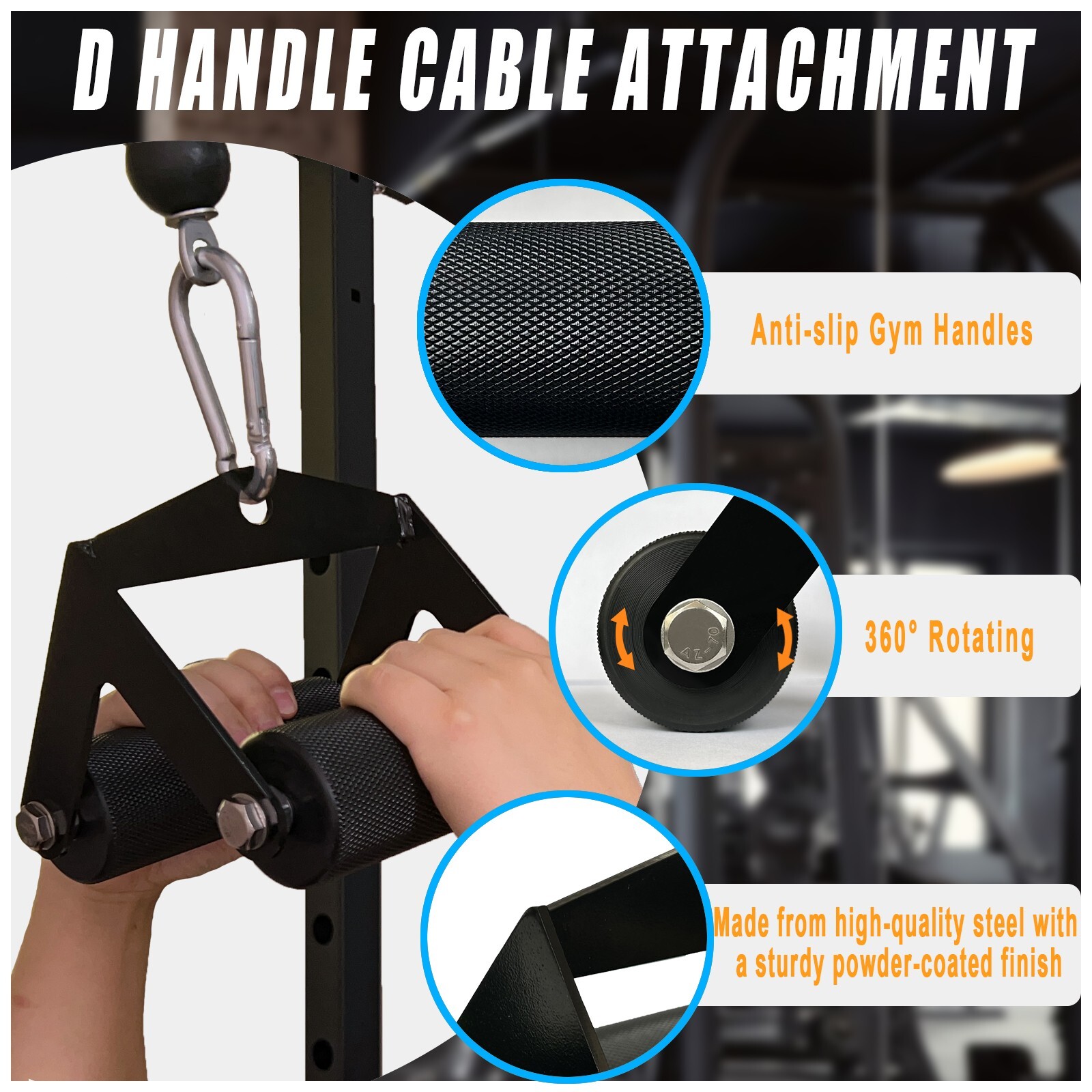Fat Armwresting Training Equipment LAT Pulldown Attachments D Handle Gym Forearm