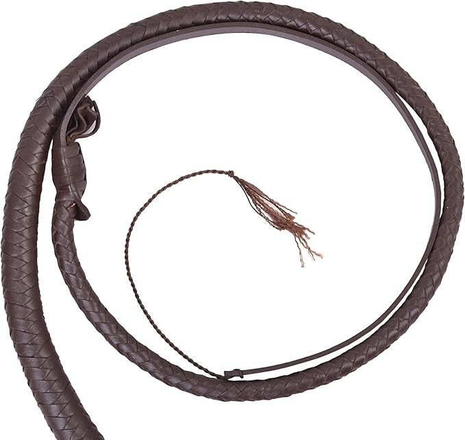 Leather Bull Whip 04 to 08 Foot 8 Plaits Real Cow Hide Leather Equestrian Whip