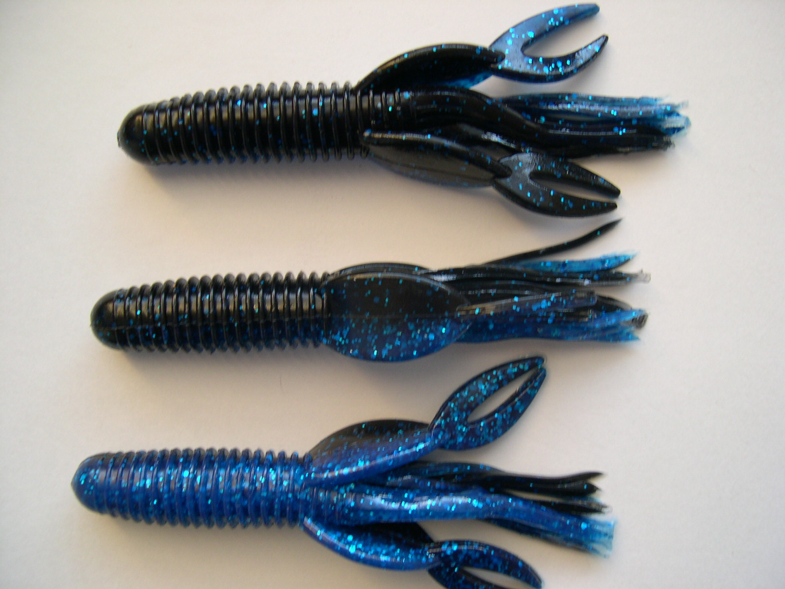 48 pk 4" Craw Tube Bass Crawtube  BLACK BLUE ELECTRIC BLUE  SCENT & SALT LOT-USA