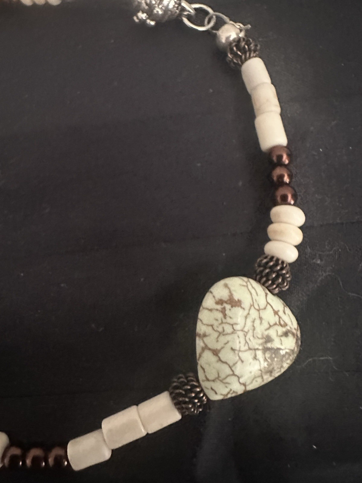 Artisan Stone Bracelet Hearts Beads