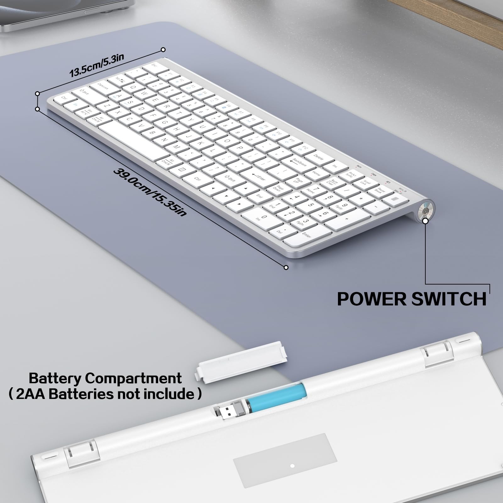 Wireless Keyboard, Ergonomic,Dustproof,2.4G Slim and Compact Quiet Wireless K...