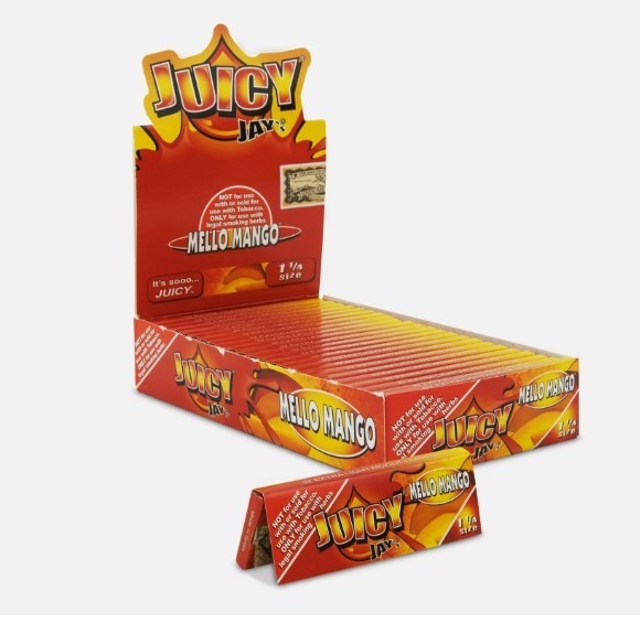 Juicy Jays 1 1/4 Rolling Papers - Mello Mango,  24 Packs, Full Box