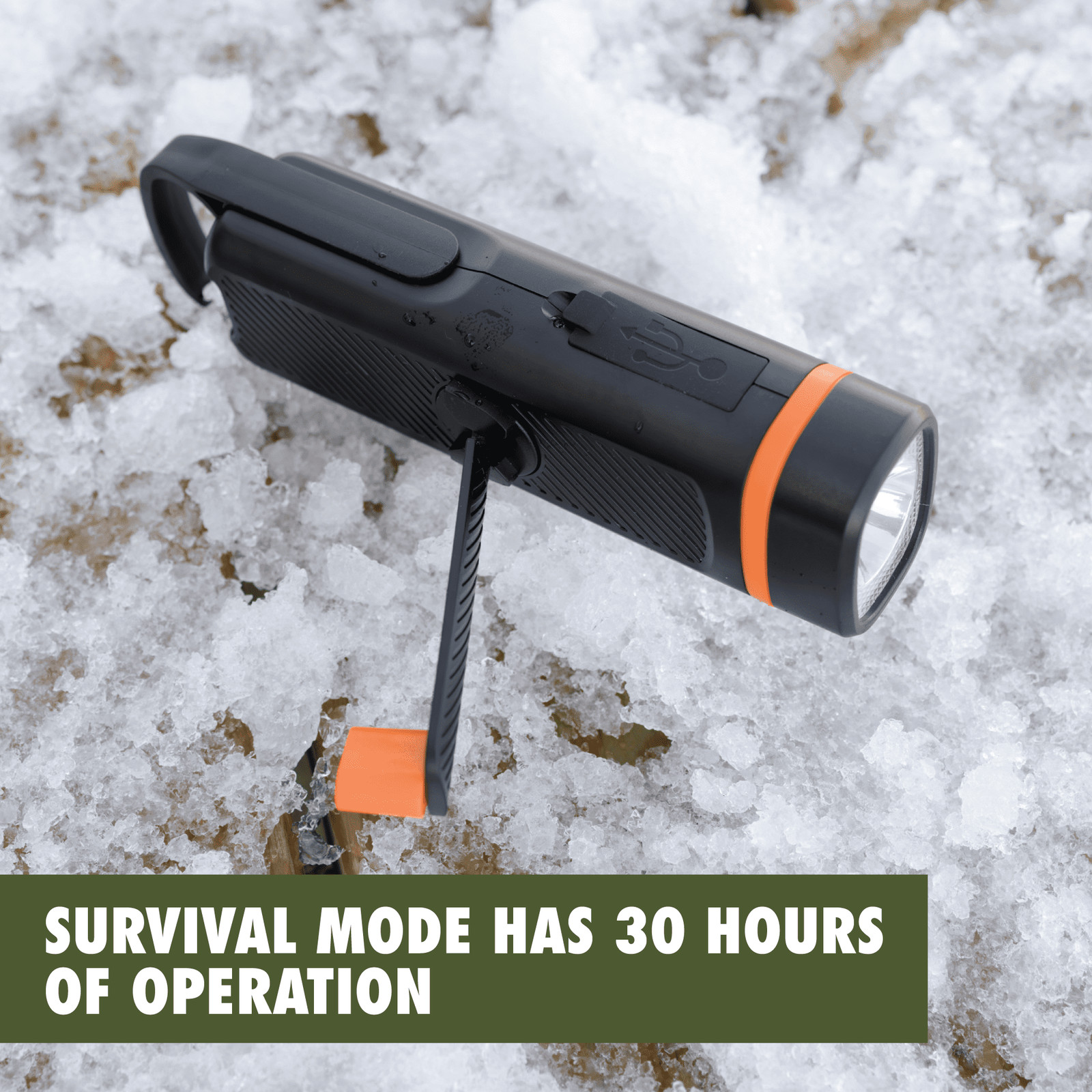 300 Lumen Emergency Flashlight, Dual Rechargeable, Hand Crank LED Light