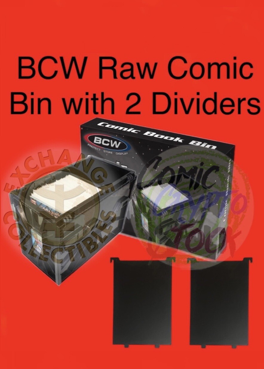 BCW Raw Comic Book Storage Plastic Bin Box Stackable Boxes With Lid & 2 Dividers