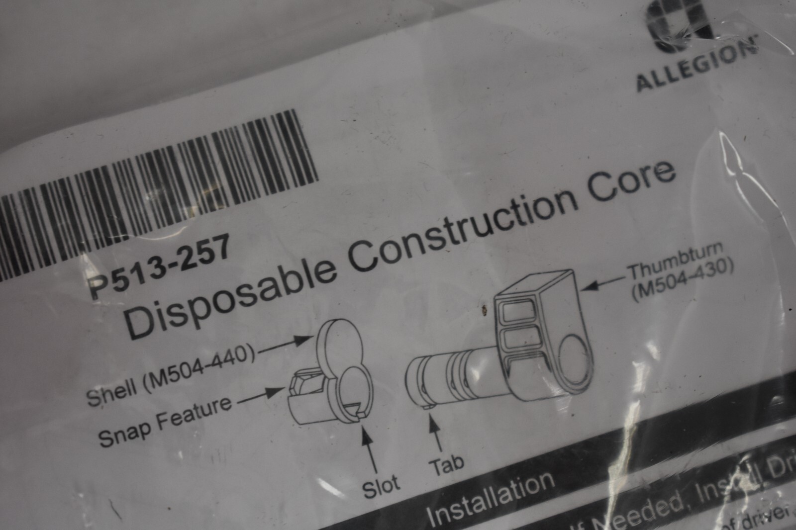 Allegion P513-257 Disposable Construction Core Shell & Thumbturn Genuine OEM