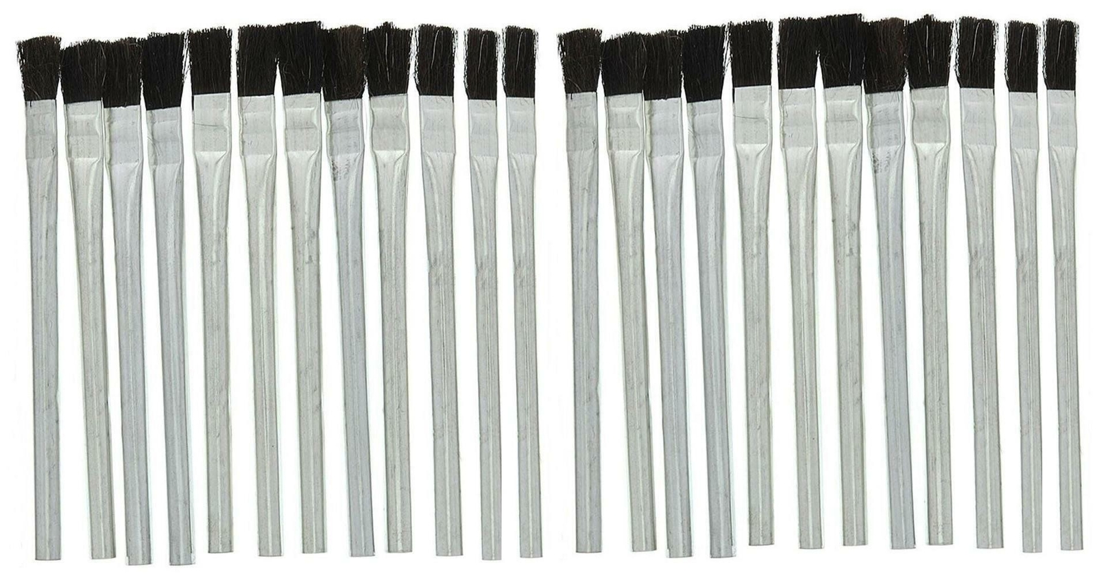 24 piece 6" Metal Craft Hobby Glue Acid Brush Set Small Bristle Parts Cleaning