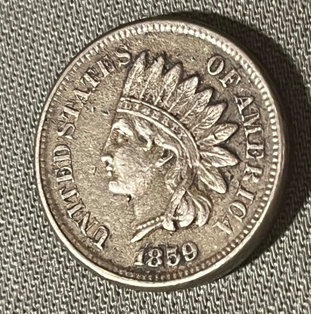 1859 . 1c.  Indian cent .  XF , Scarce date & grade