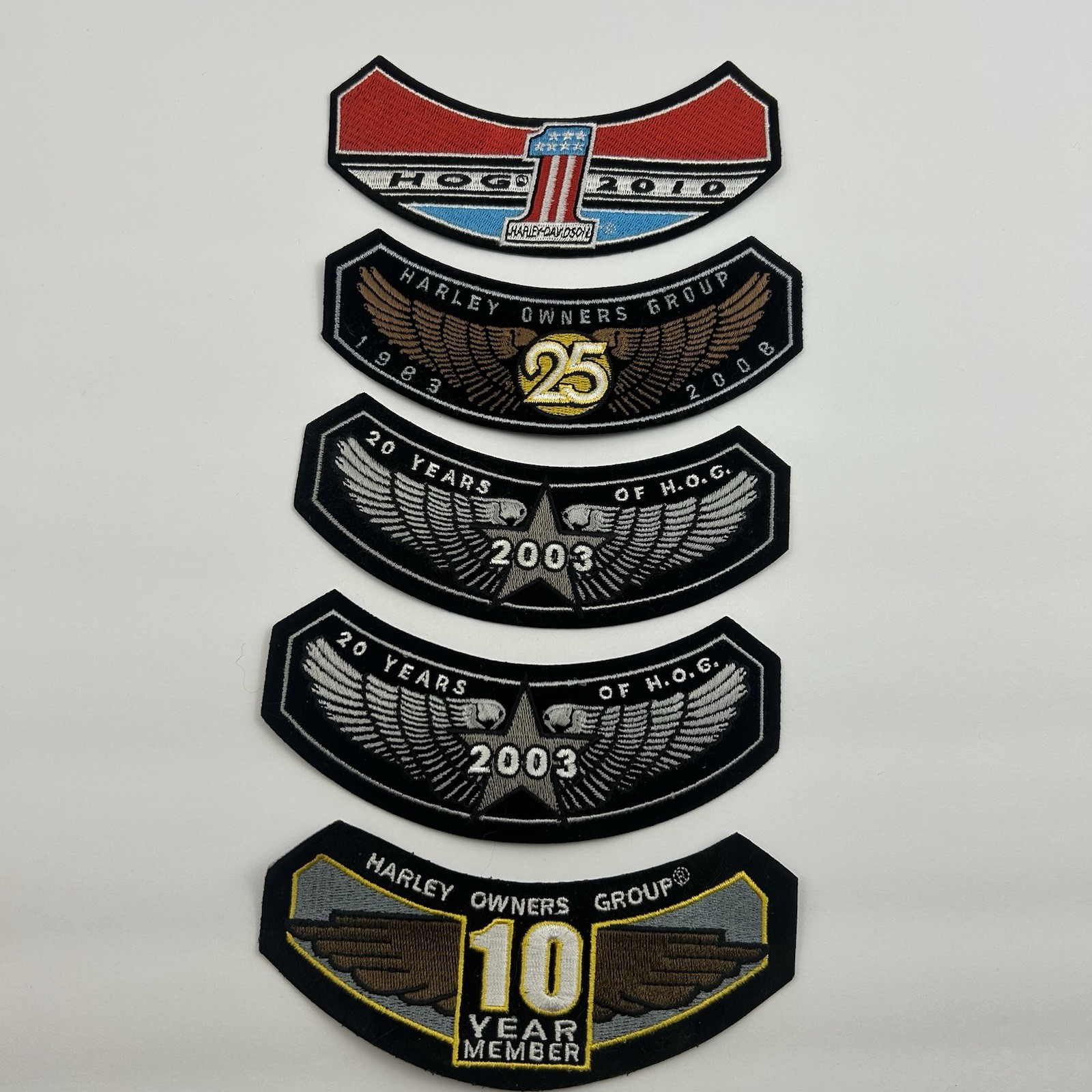 Harley Owners Group HOG Anniversary Patch Lot 10 20 25 Year Member Rockers