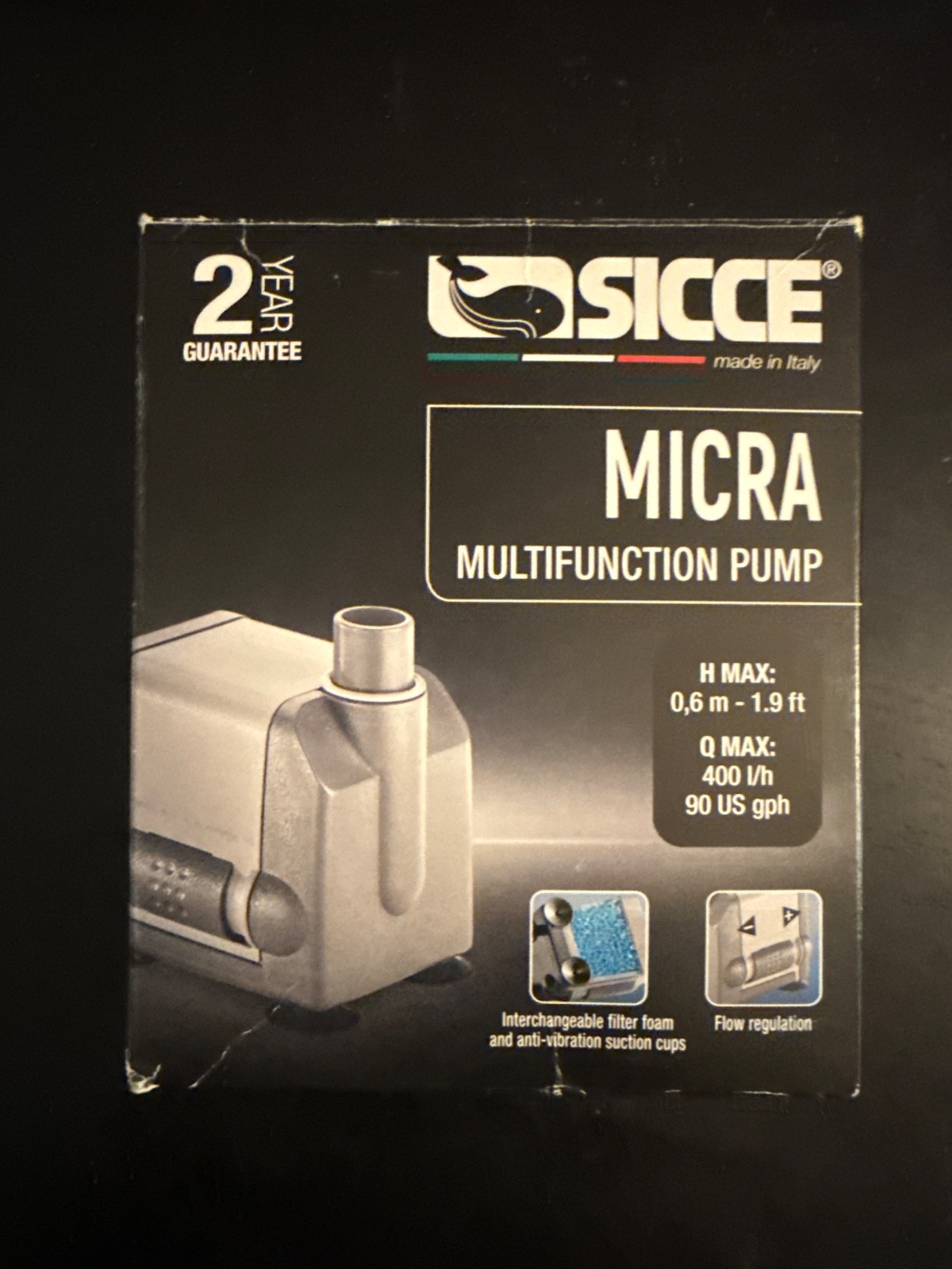 SICCE MICRA COMPACT MULTIFUNCTION SUBMERSIBLE WATER PUMP  90 GPH
