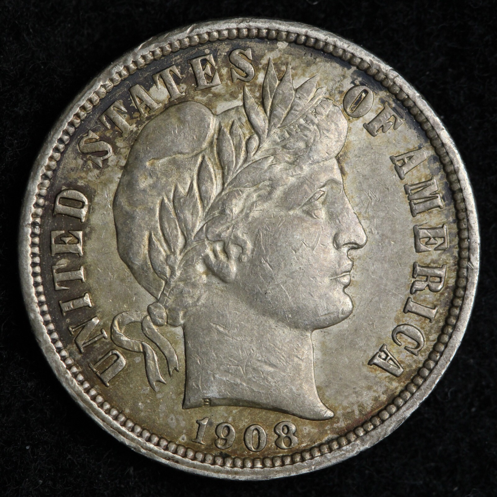 1908 Barber Silver Dime CHOICE AU+ E272 XDNB