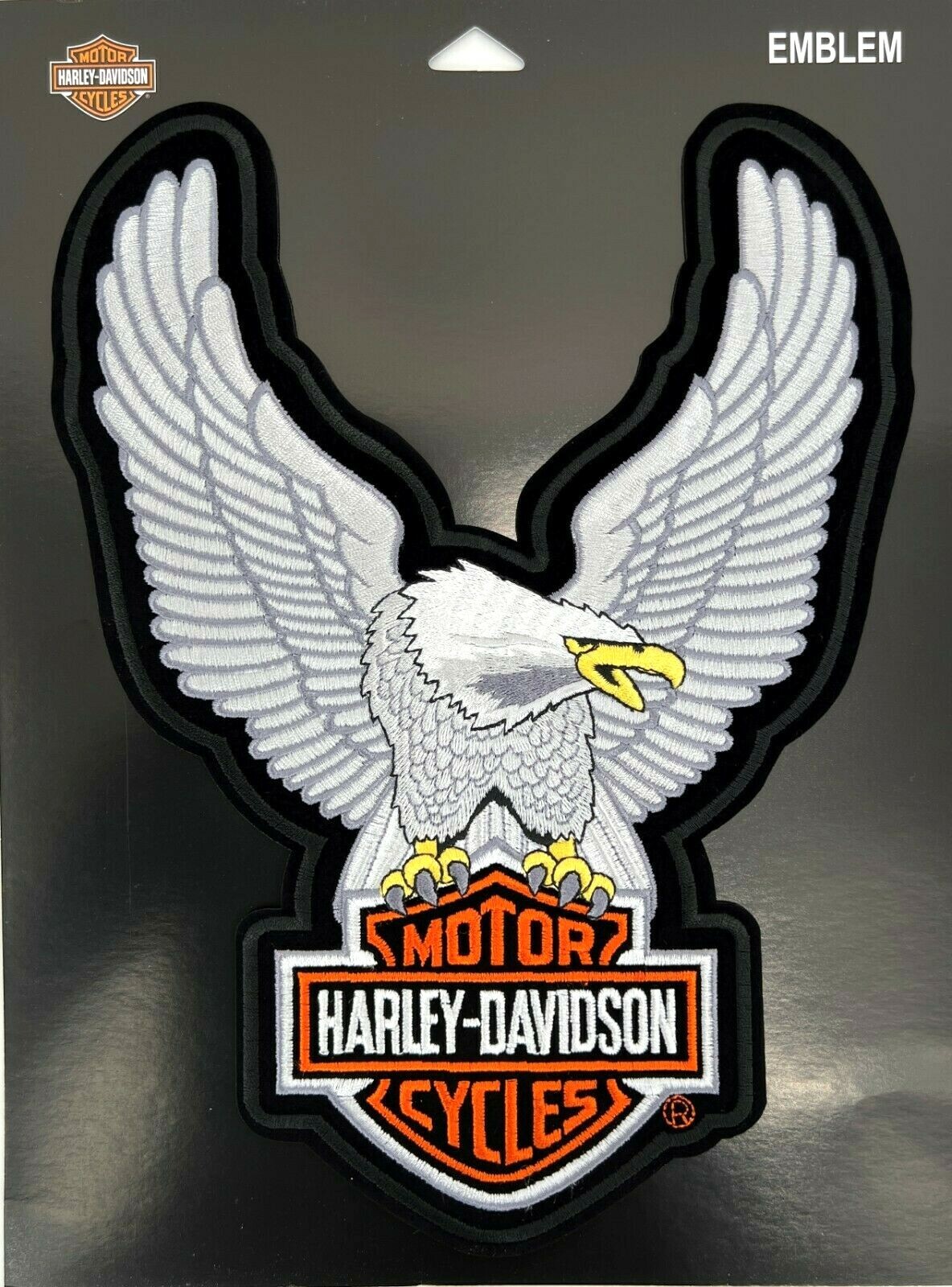 Harley Davidson Silver Eagle Up Wing B&S Patch 10 1/2" x 8" EMB328064