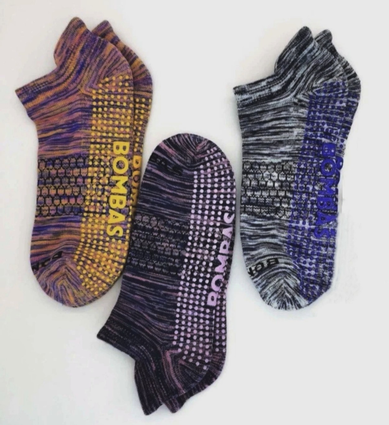 3 Pair Size M Bombas Performance Gripper Honeycomb Ankle Socks Women's (as show)