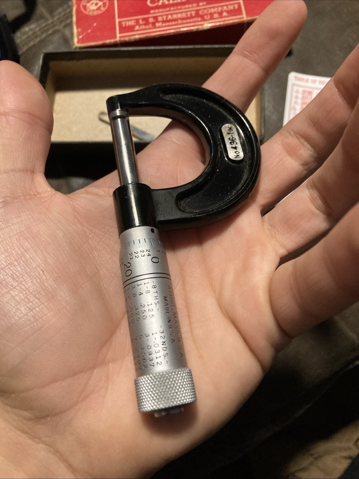STARRETT 0-1" Outside Micrometer w/ Box & instructions 436-1