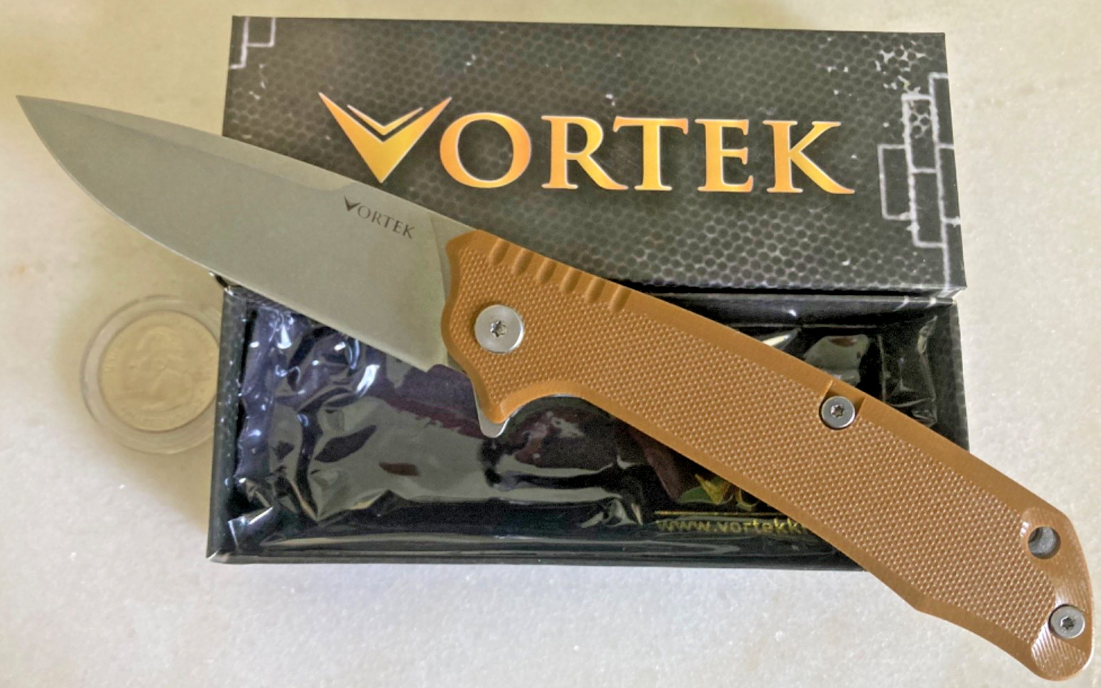 NEW EDC VORTEX ROVER FLIPPER POCKET KNIFE 3.5” PLAIN DROP POINT BLADE NIB CLIP