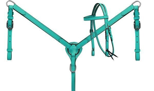 Leather Western Tack Set With Headstall ,Breast Collar and Reins.