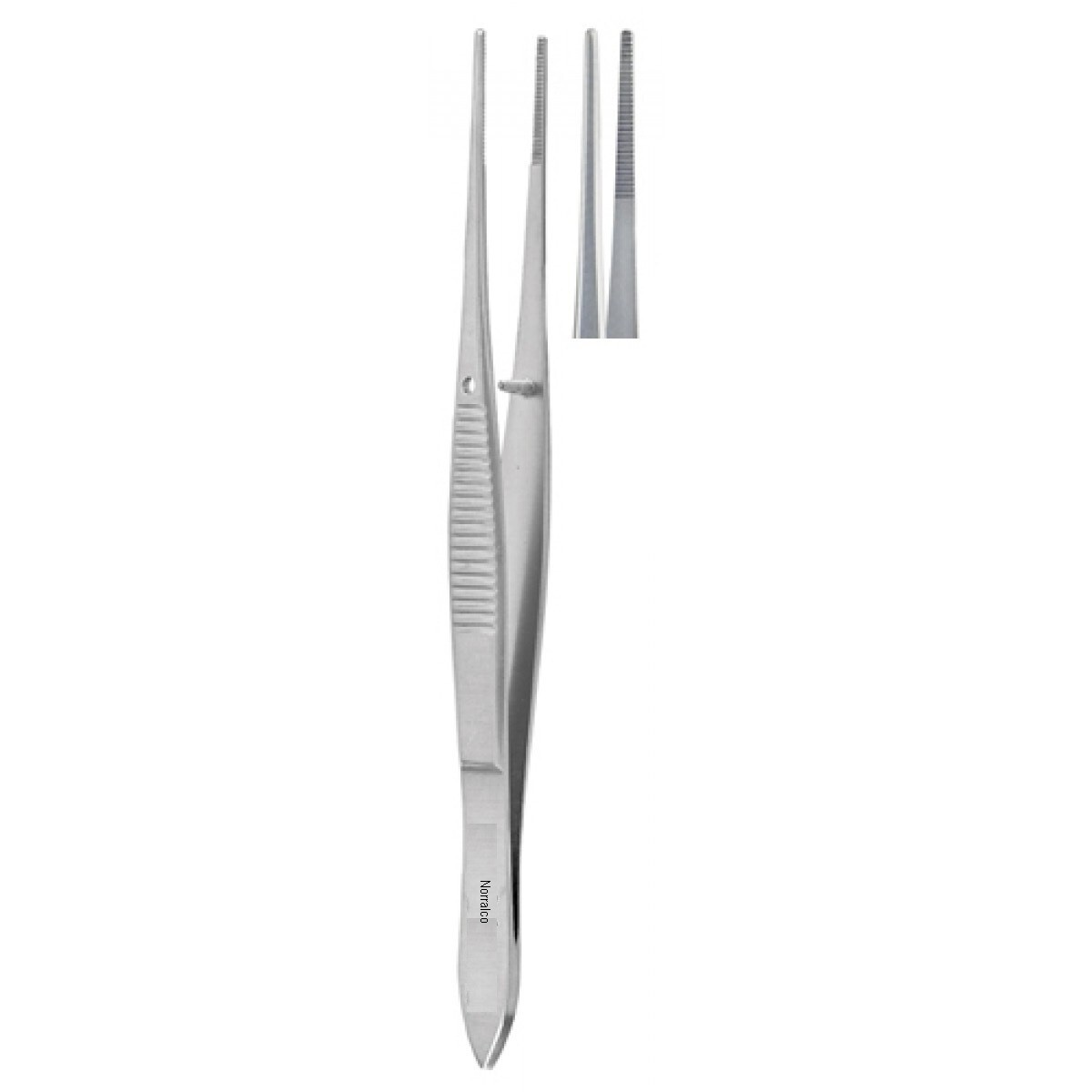 Eye Dressing Forceps, 4", Straight Serrated Tips, 1mm Wide, Extra Delicate