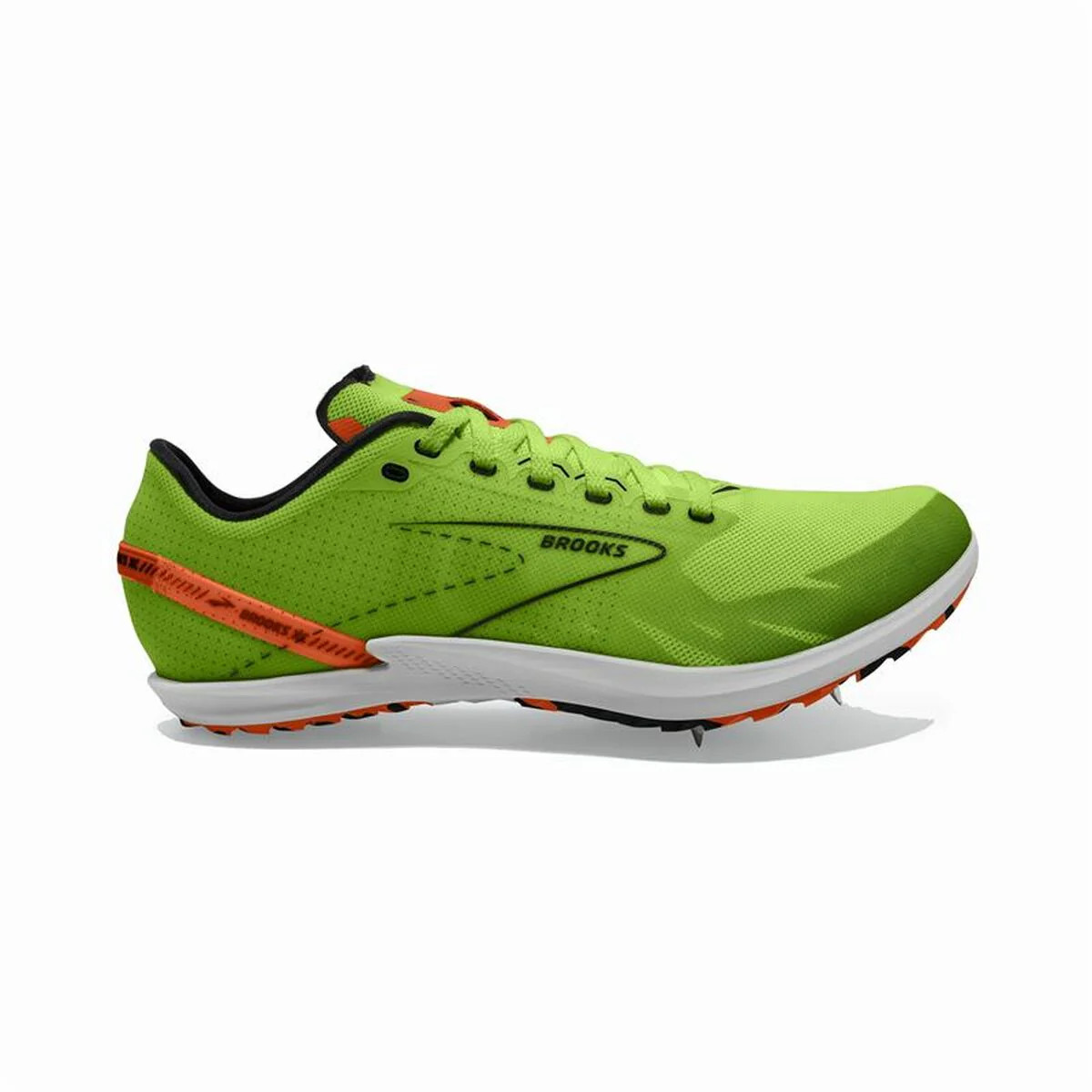 Women's Brooks Draft XC, Green Gecko/Red Orange/White, 9.5 B Medium US