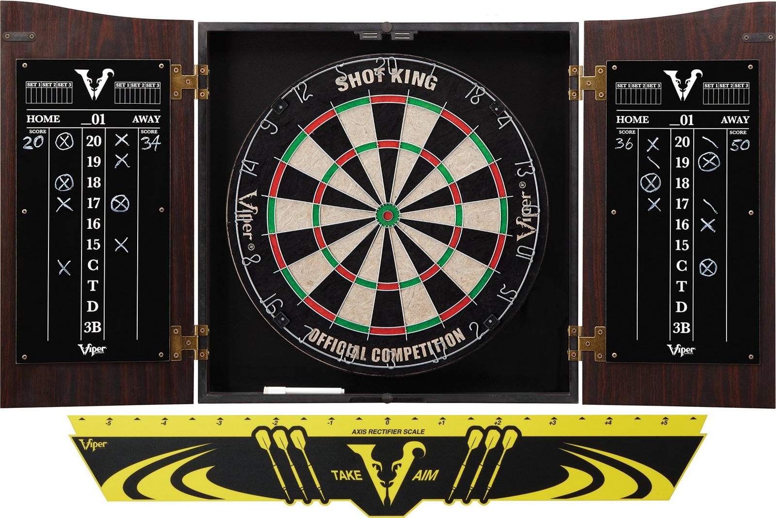 Viper Vault Cabinet & Shot King Sisal/Bristle Dartboard PlayReady Bundle