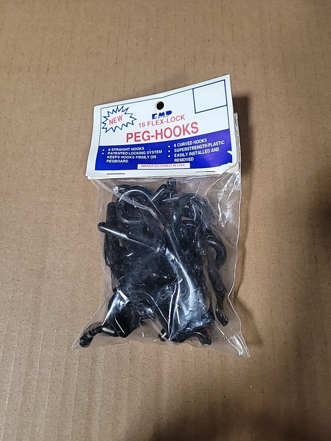 Locking Pegboard Hooks Flex Lock J Style Peg Board Tool Packs of 16