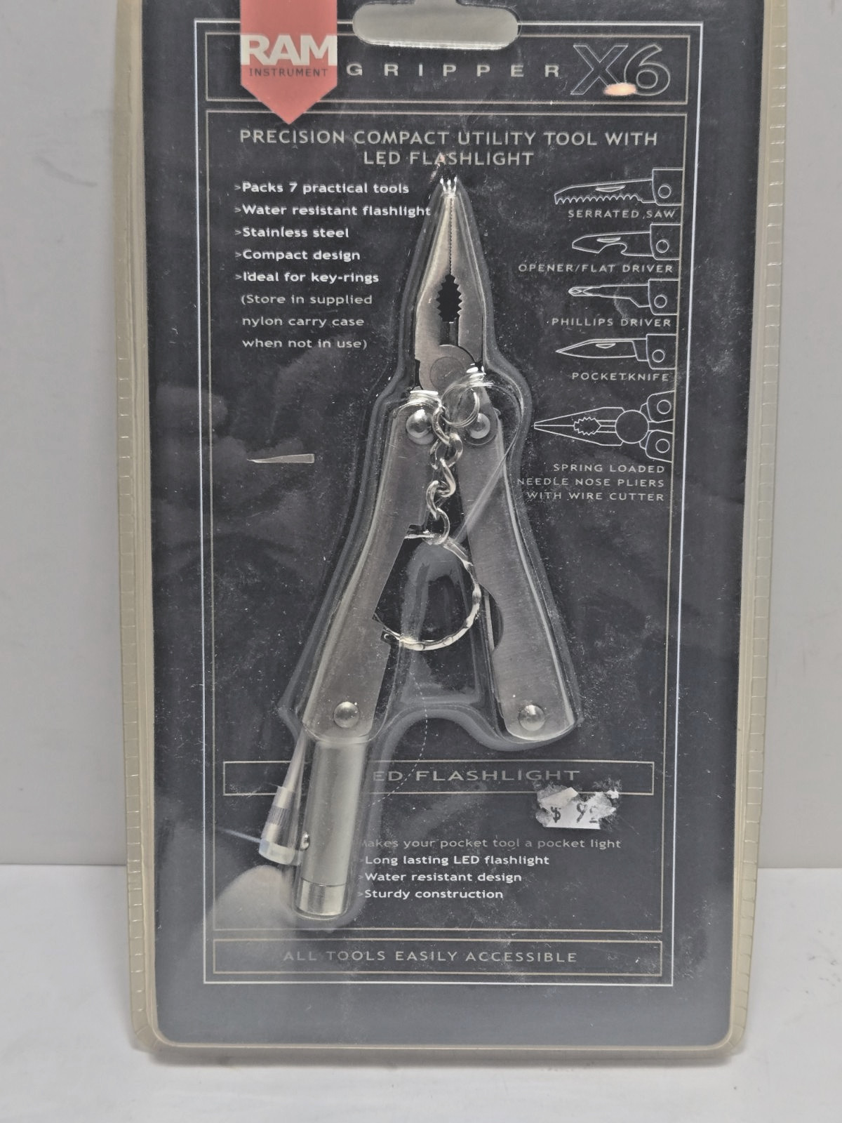 Ram Industries Gripper X 6 Utility Tool w/ Flashlight New old stock from 2004