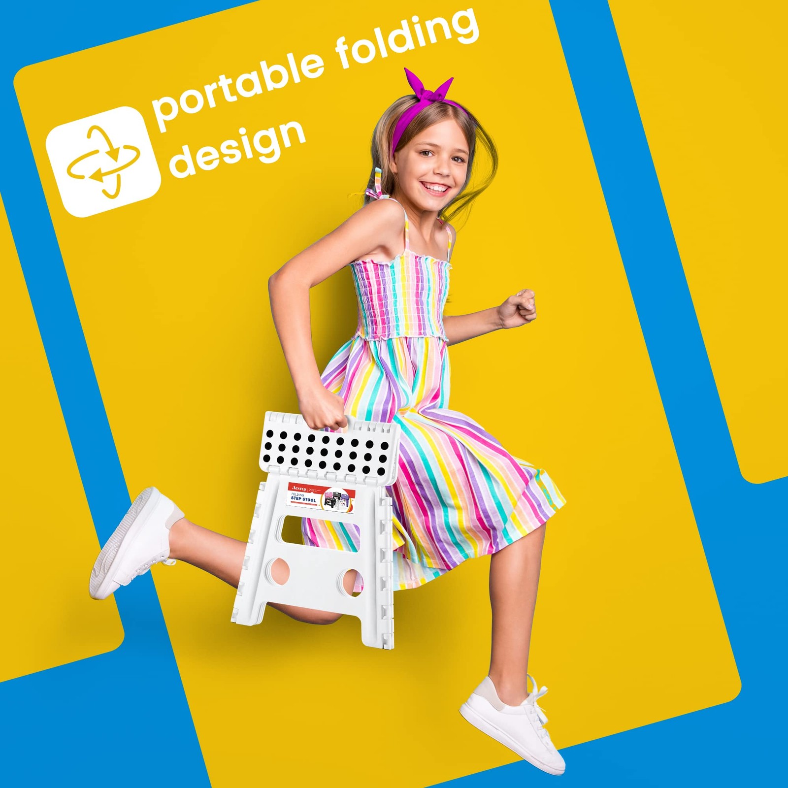 13 inch White Premium Heavy Duty Foldable Step Stool For Adults Kitchen