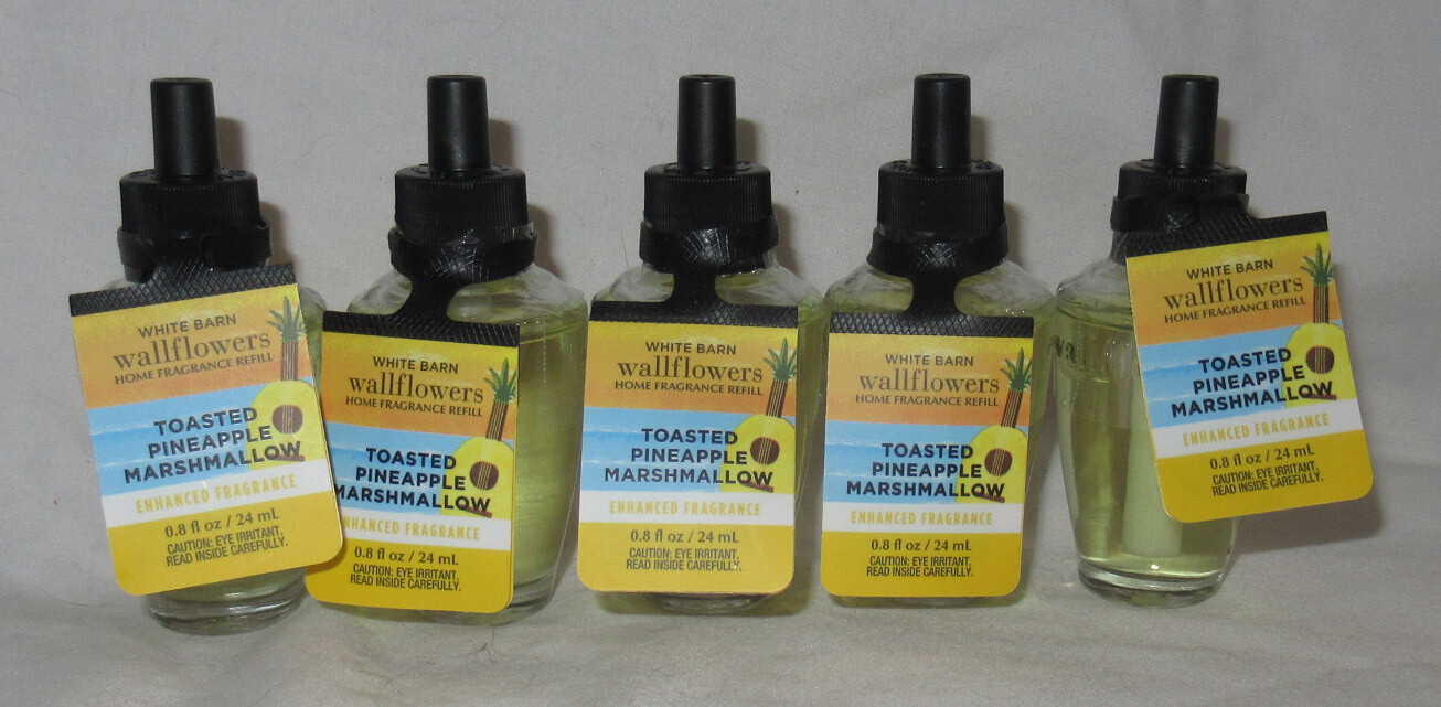 White Barn Bath & Body Works Bulb Lot Set of 5 TOASTED PINEAPPLE MARSHMALLOW