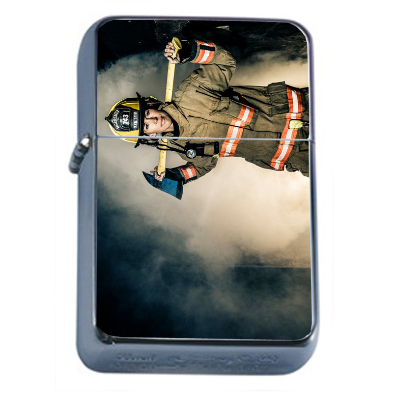 Firefighter D11 Flip Top Oil Lighter Wind Resistant Flame Heros