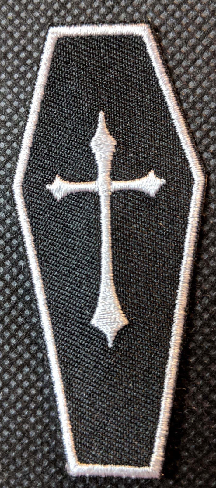 Cross on Coffin Celtic Cross Goth White Motorcycle Patch Biker Patch Vest Patch