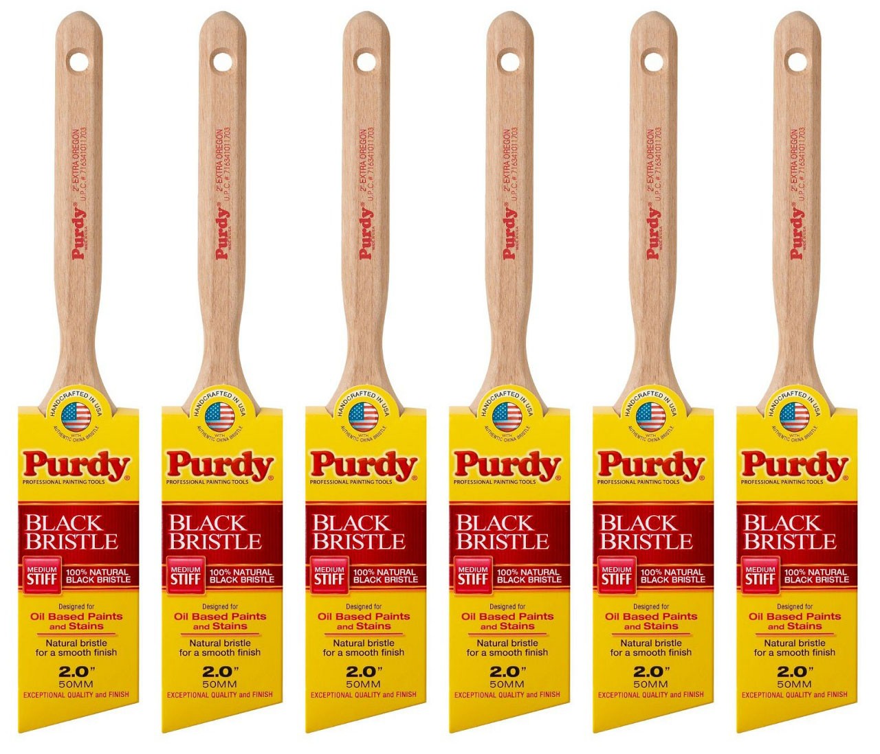 Purdy 6 Pack Black Bristle Angle 2" Paint Brushes 144116020-6PK