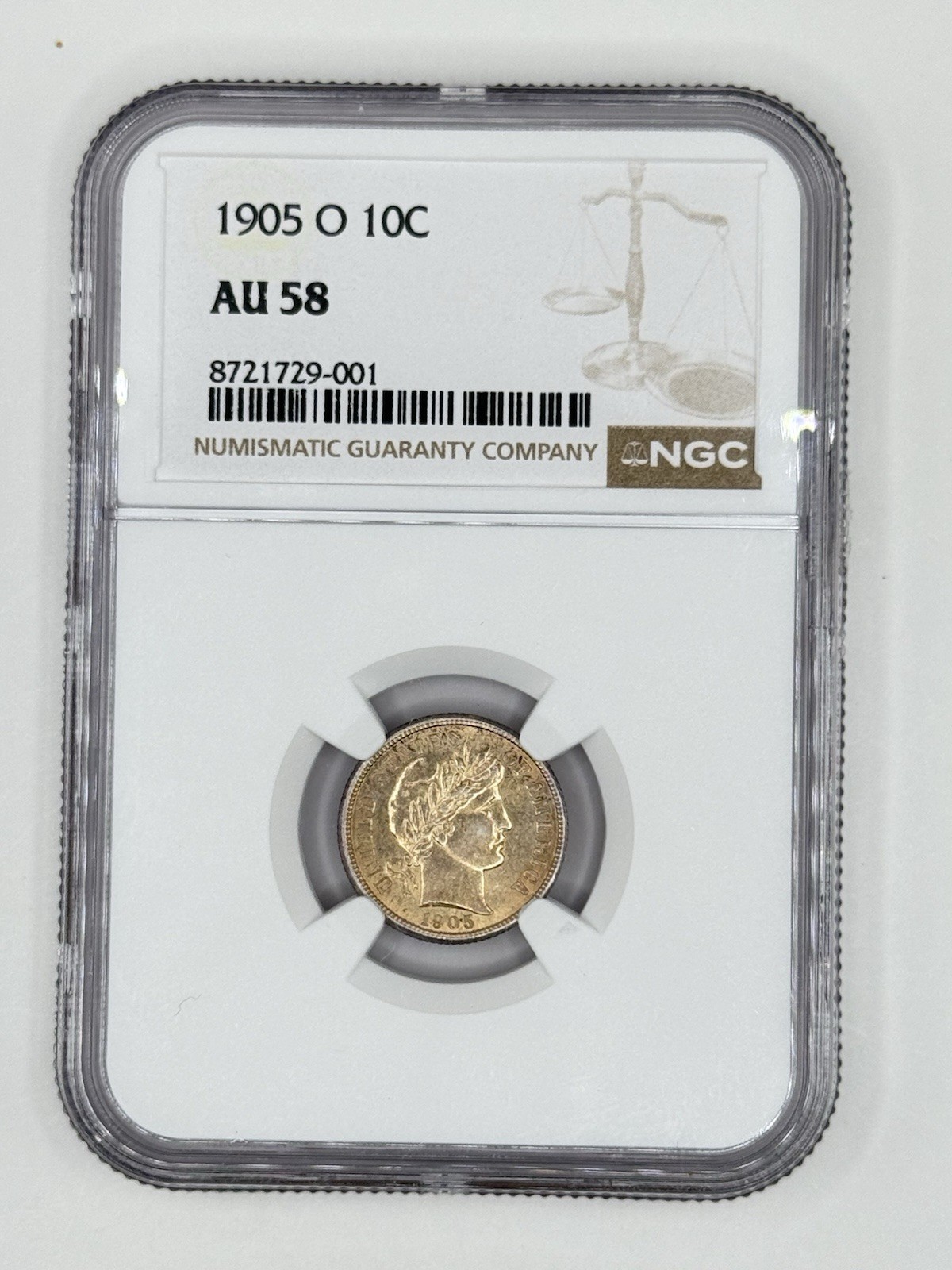 1905-O New Orleans Barber Dime Au58 Type Coin Tougher O Mint